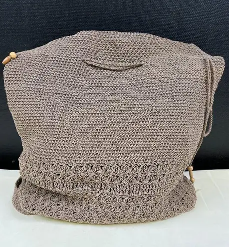 Handmade Vintage Women's Beige Bucket Shoulder Bag SKU 5180