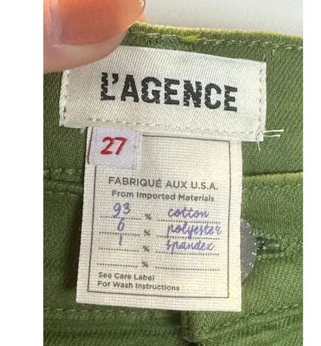 L'Agence Women's Size 27 Cactus Green Sada High Rise Crop Slim Jeans NWOT