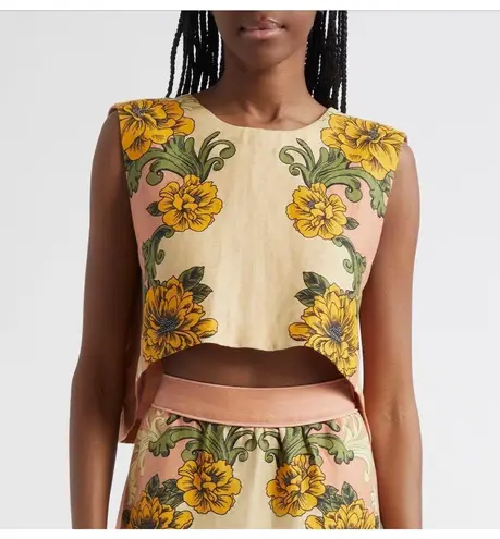 Farm Rio Delicate Flower Arabesque Linen Top - Size M