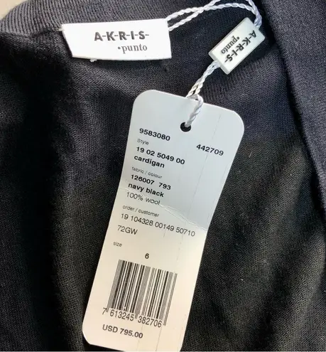 Akris Punto NWT V-Neck Colorblock Cardigan Sweater Button Front Soft Patchwork 6