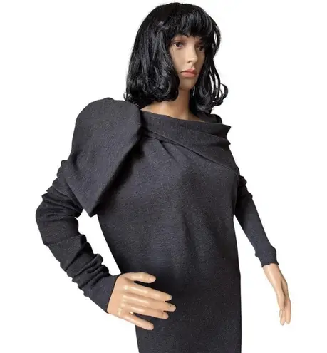 LANVIN Draped Twisted Wool long sleeved sweater dress in gray size small