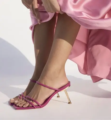 Cult Gaia Lydia gold-heel square-toe strappy leather sandal size IT 36 US 6 NEW