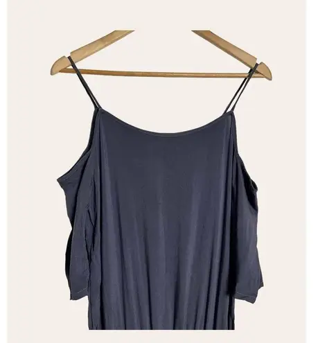 Monrow Revolve Black Cold Shoulder Rayon Sporty Casual Jumpsuit Size Small