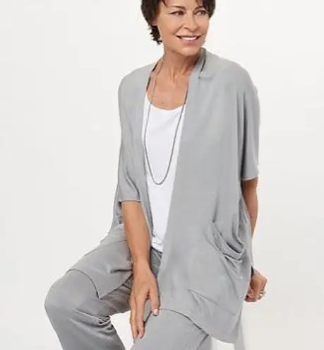 Susan Graver Weekend Petite Jersey Knit Relaxed Cardigan A399657 XLP