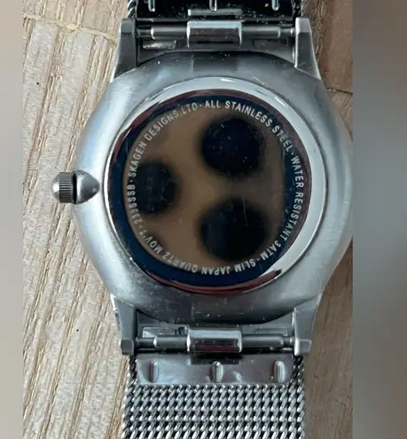 Skagen Steel Ladies Watch Mesh Stainless Adjustable Bracelet Black Dial