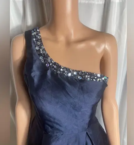Midnight Doll Midnight Blue Juniors Size 3 Rhinestone Elegant One-Shoulder Mini Navy Dress NWT