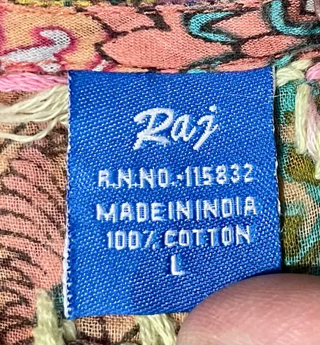 Raj 100% Cotton SzL Ladies Pink Boho Hippie Tunic Top Swim Cover Embroidered