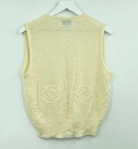 American Vintage Y2K Cottagecore Sleeveless Cable Knit Rose Sweater Size Medium