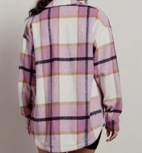 🌺 Bailey Rose Pink Plaid Flannel Shacket Size XS