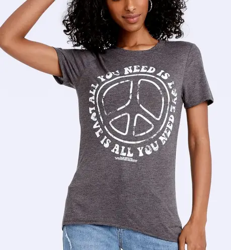 Vintage Concert Tees All You Need Is Love Peace Tshirt Women's M Charcoal Retro Gray Size M