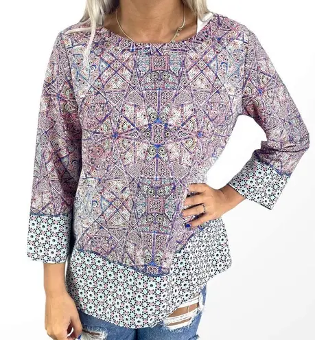 Artisan NY Floral Abstract Geometric Boho Paisley Print Style Blouse
