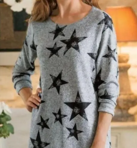 Soft Surroundings E'toile Star Knit Sweater Tunic Top Gray Size Small