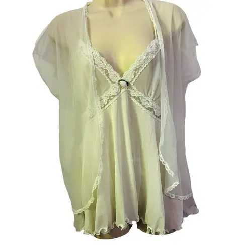 Delicates Vintage Bridal Peignoir 3 Piece Set White Special Occasion Womens M