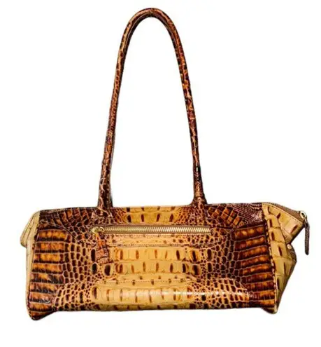 Brahmin  Toasted Almond‎ Croc Embossed Baguette Style Shoulder Bag Used