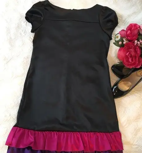 I.N. San Francisco Pink and Black Shift Dress with Ruffle Size 11