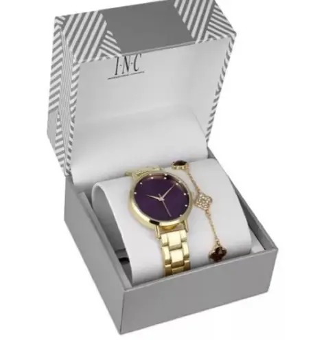 INC Gold-Tone Bracelet Watch 38mm & Bracelet Set, New in Box