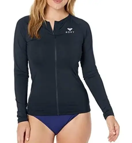 Roxy  Essentials Long Sleeve Zip-up Rashguard Rash Guard Shirt XL Black