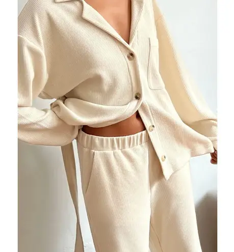 Oak + Fort EUC Rib-Knit Button Up Top