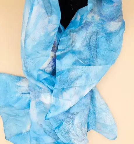 Vintage Blue  Cloud Violet Mixed Media Rectangle Long Scarf/Wrap