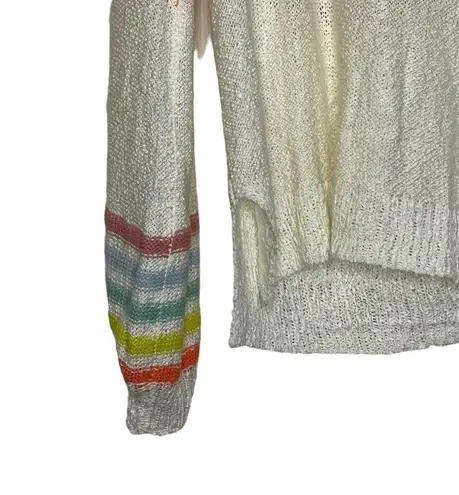 Love Riche  Sweater Size Small Cream Multi Color Stripes Acrylic Blend Womens Knit