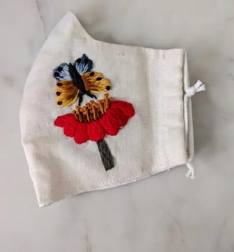 Butterfly Handmade Embroidered Pocket Filter Face Mask