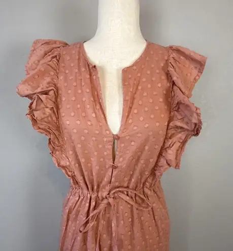 Emerson Fry India Collection Ruffle Chandra Midi Maxi Dress Size S Clay Pink