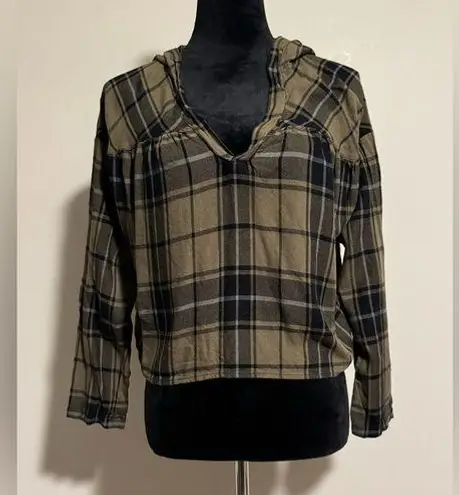 Hiatus EUC Green and Black Cropped Pullover Hoodie size medium