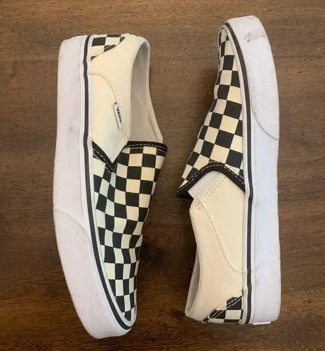 Vans  Classic Slip On Checkerboard Women’s 7.5 Checkered Black White Sneakers