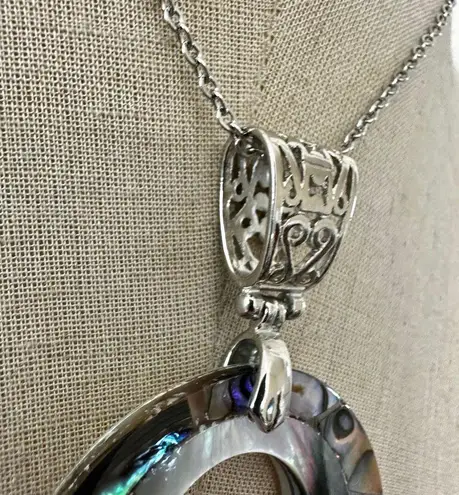 Reversible Abalone & Mother of Pearl Pendant Necklace