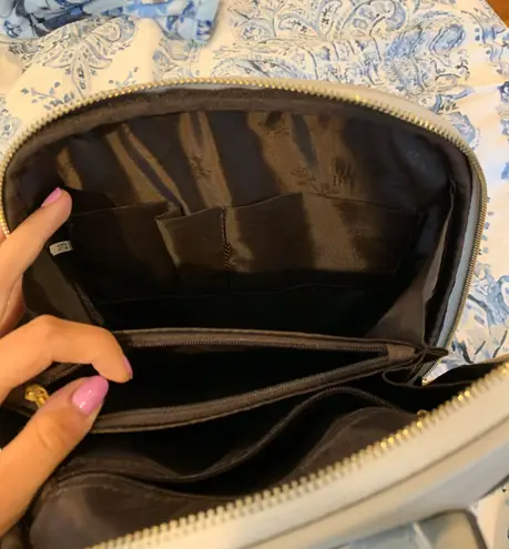 Grey Leather Backpack