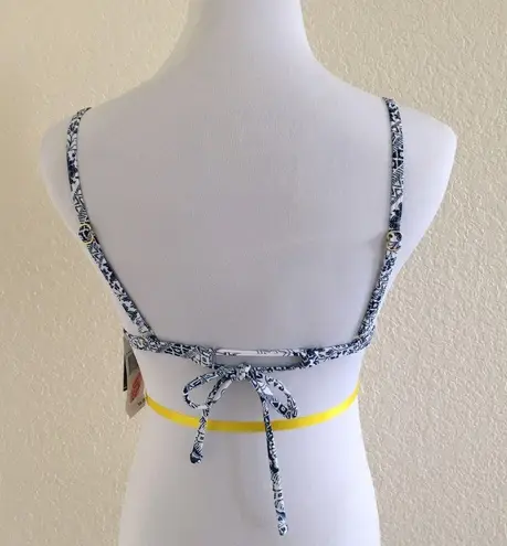 96degrees Blue White Tassel Tie Back Triangle Top Size L