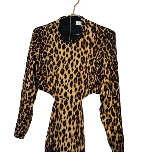 ALC Frank A.L.C. ALC Brown Tan Leopard Gabriela Gown Silk Formal Cut Out Maxi Dress Size 8
