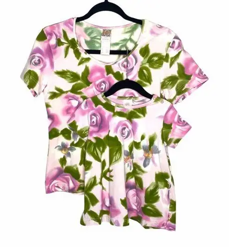 Vintage: Oilily ♔ Mommy + Me Floral Stretch T Shirts Tops ♔ Pink ♔ Medium / 12MO