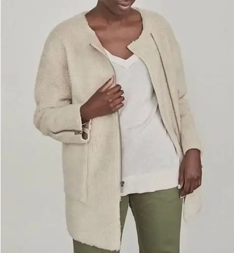 Elizabeth and James Sherpa Shearling Zip Up Teddy Bomber Jacket