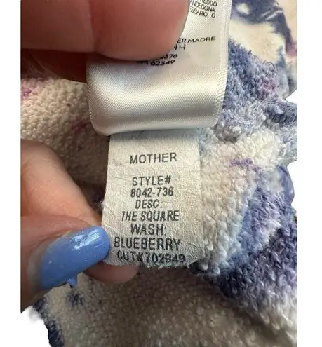 Mother Denim Size XS Square Wash Tie Dye Sweatshirt Blueberry Rainbow Patch #N12 White