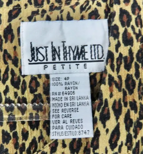 Just in Thyme 1990s Leopard Print Short Sleeve Casual Mini Dress Size 4 Small Brown
