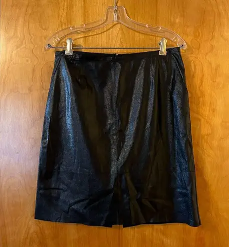 Max Mara Womens Black Genuine Leather Skirt Luxury Designer Made In Italy Size 8