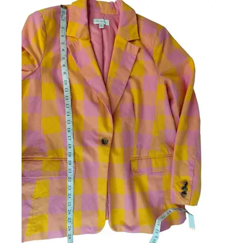 Free Assembly Womens XXL Pink & Yellow Checkered Blazer