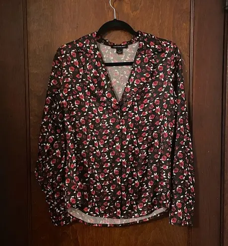 Something Navy  Vintage Style Ditsy Floral Print Blouse