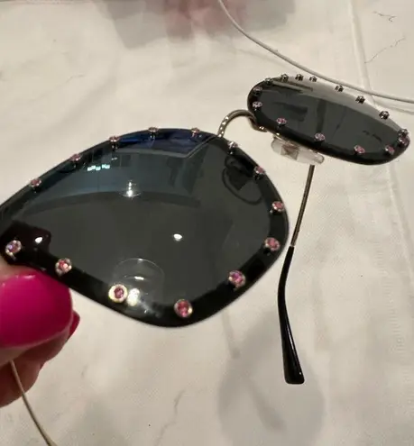 Valentino Cat Eye Crystal Embellished Acetate And Gold Tone Sunglasses Authentic Black