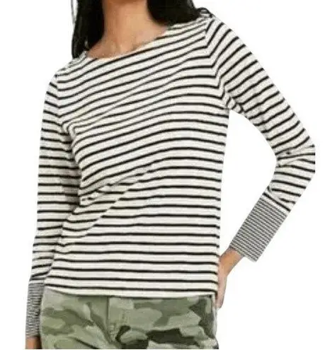 NILI LOTAN Target Long Sleeve Breton Top Cream And Black EUC Size Medium