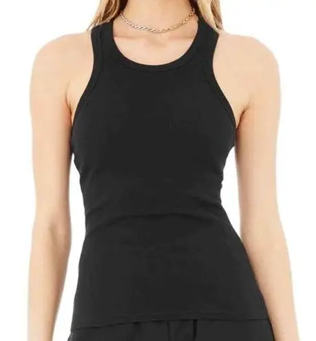 The Base Tank Top Womens XS Black Ribbed Lightweight Stretch Basic Layering NEW