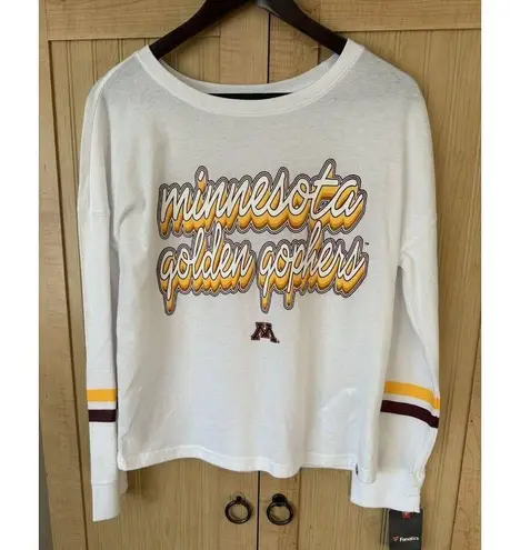 Fanatics Women White Minnesota Golden Gophers Retro Power Stripe Long Sleeve SM