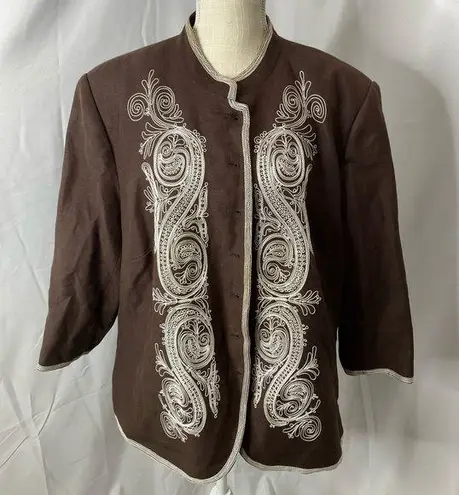 Peter Nygard Vintage Nygard Collection linen blend embroidered jacket 20w