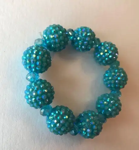 Blue Beaded Stretch Bracelet Retro Disco Trendy