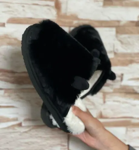 Refresh Black Fleece Lined Teddy Slippers