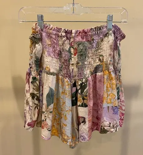 ZARA  - Linen Blend Multi-Colored Floral Shorts