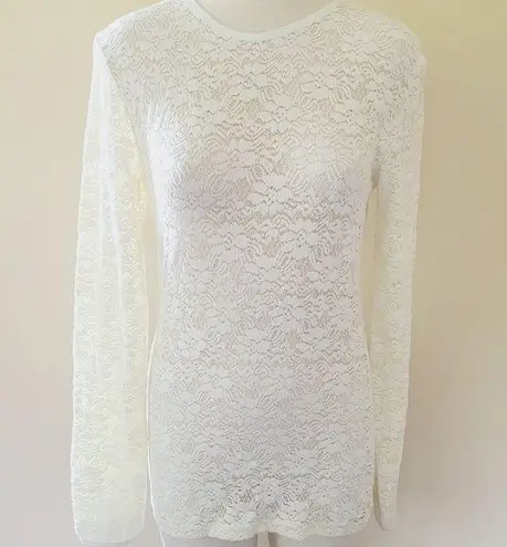 Fenn Wright Manson ivory sheer lace long sleeve blouse size medium