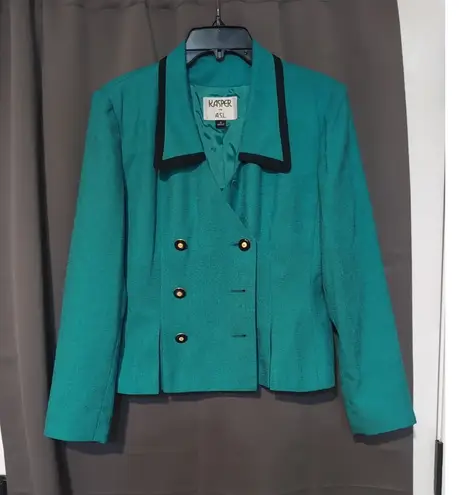 Kasper for A.S.L Women's Teal Blazer, Vintage Size 6 Jacket, Classic Outerwear