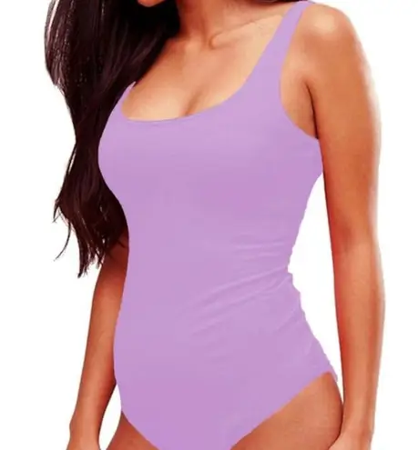 Sunro Collection Stretch Bodysuit in Light Purple with Snaps Size Large NEW!